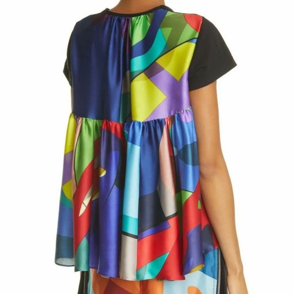 Sacai x Kaws T Shirt Tee Black Colorful Rainbow Abstract Back 1 S